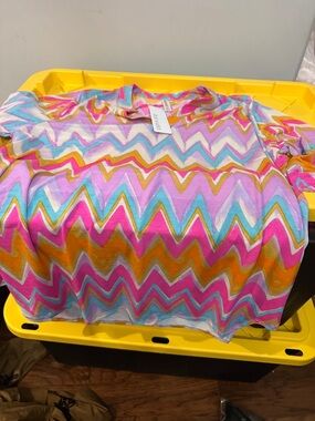Bright Chevron Tunic Top in Pink, Purple & Gold